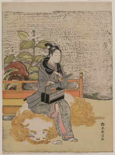 Youth Representing Monju, God of Wisdom on a Lion by Suzuki Harunobu