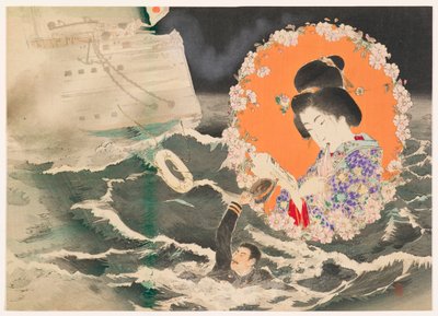 Frontispiece Illustration for Volume 1 of the Novel Asahizakura by Murai Gensai by Suzuki Kason