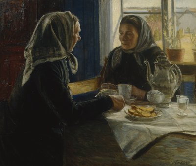 Two Women Drinking Coffee by Sven Jorgensen