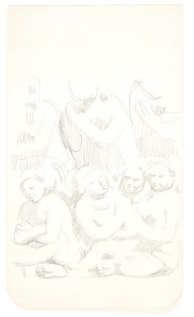 Group with Seated Figures with Crossed Arms in the Foreground. Study Sheet after Reliefs in Borobudur, Java by Svend Rathsack