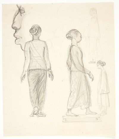 Study Sheet with Javanese Women, Profile Head on the Left by Svend Rathsack