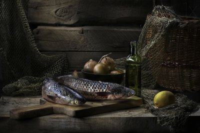 Dark Seafood Still Life by Svetlana Pavlоvskaja