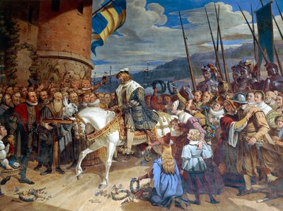 Gustav I Eriksson Vasa, King of Sweden, triumphantly welcomed in Uppsala by Swedish School