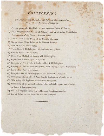 List of illustrations from Klinckowstroms Atlas of the United States, 1824 by Swedish School