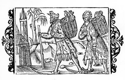 Two Finns on Ski - in De Gentibus Septrionalibus of Archbishop Olaus Magnus, Sweden by Swedish School