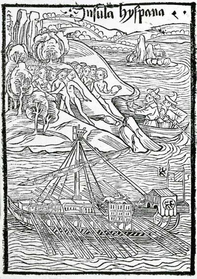 Arrival of Columbus Caravel on the Island of Hispaniola by Swiss School