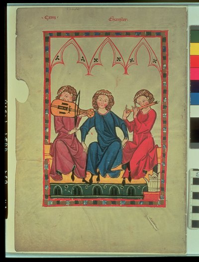 Musicians, from the Manasse Codex, a collection of courtly love songs by Swiss School