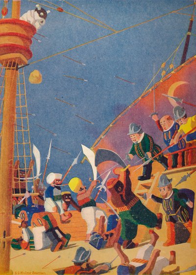 The Fight with the Corsairs by Sydney George Hulme Beaman
