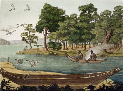 Method of Navigation in New Holland, engraved by F. Fumagalli, illustration from a collection of early 19th Century travel books by Sydney Parkinson