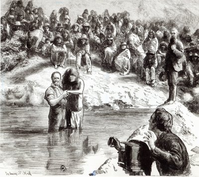 A Baptism of North American Indians - Mormons Posing as Apostles of Christ, 1892 by Sydney Prior Hall