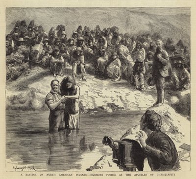 A Baptism of North American Indians, Mormons Posing as the Apostles of Christianity by Sydney Prior Hall