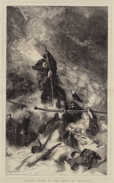 A Snow Storm on the Great St Bernard by Sydney Prior Hall