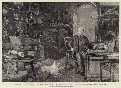 H R H The Prince of Wales in his Study at Marlborough House by Sydney Prior Hall