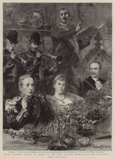 Lord Rosebery Rising to Speak at the Lord Mayor