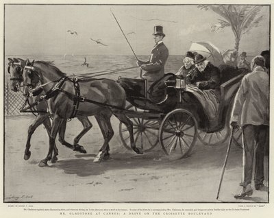 Mr Gladstone at Cannes, a Drive on the Croisette Boulevard by Sydney Prior Hall