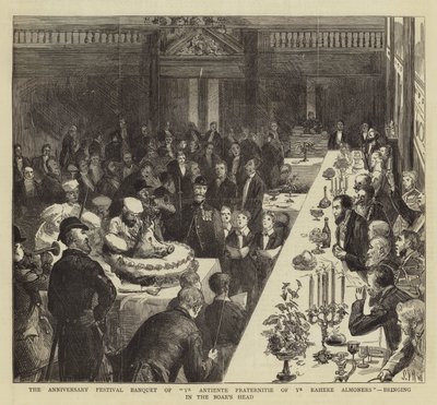 The Anniversary Festival Banquet of Ye Antiente Fraternitie of Ye Rahere Almoners, bringing in the Boar