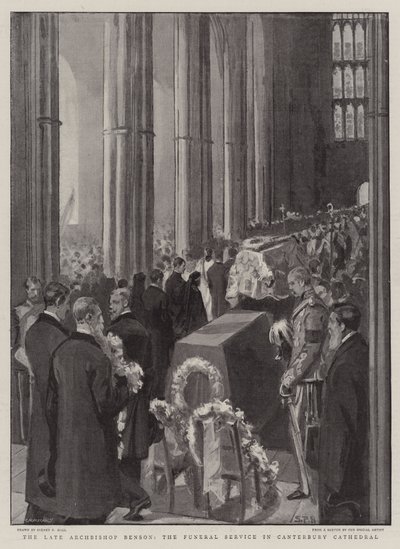 The Late Archbishop Benson, the Funeral Service in Canterbury Cathedral by Sydney Prior Hall