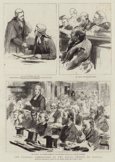 The Parnell Commission at the Royal Courts of Justice by Sydney Prior Hall