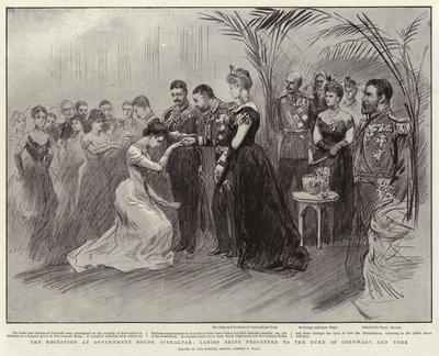The Reception at Government House, Gibraltar, Ladies Being Presented to the Duke of Cornwall and York by Sydney Prior Hall