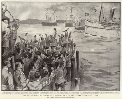 The Royal Tour, Cheering the Ophir on Her Departure from Gibraltar by Sydney Prior Hall