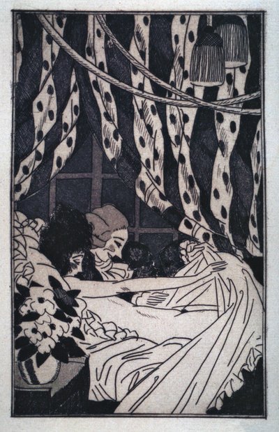 Giacomo Casanova raises the sheets to contemplate his naked mistress by Sylvain Sauvage