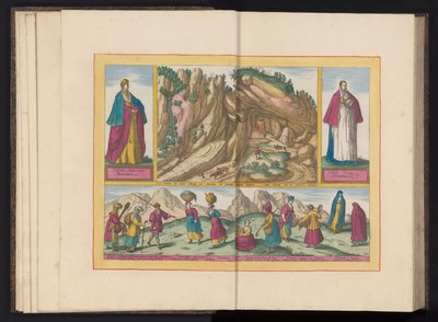 Landscape in the Sierra de Sant Adrian in Biscay and Various Inhabitants from Biscay La Sierra de Sant Adrian en Biscaia (...) (title on object) by Symon Novelanus (possibly)