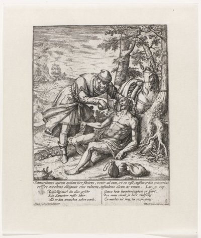 The Good Samaritan Tends to the Wounds of the Robbed Traveler (Parable of the Good Samaritan) by Symon Novelanus
