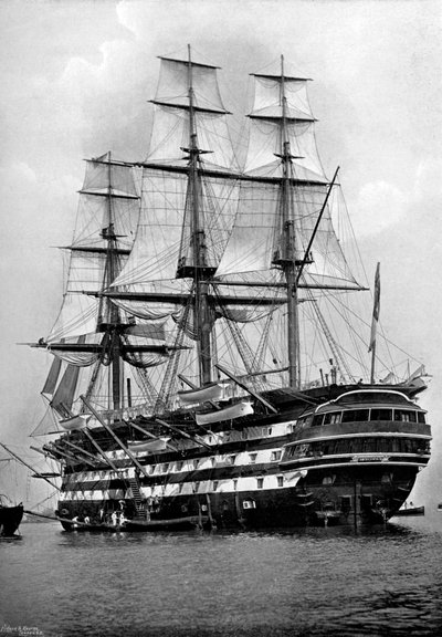 The Training Ship HMS St Vincent at Portsmouth, Hampshire, 1896 by Symonds and Co