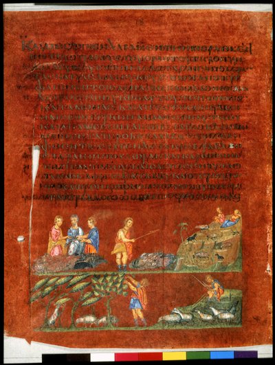 Laban Handing Over the Black Sheep to His Sons (miniature) by Syrian School