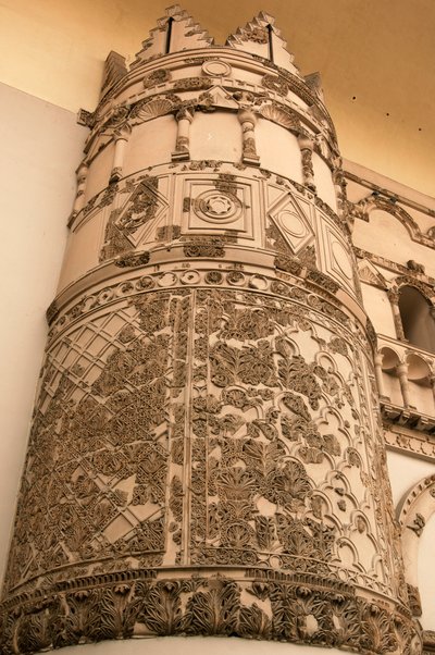 The entrance to the National Museum, which incorporates the monumental gateway to Qasr al-Hayr al-Gharbi, one of the most famous Umayyad castles, old city of Damascus by Syrian School