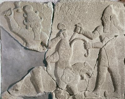 The king and a god hunting a lion by Syrian School