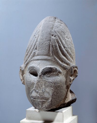 Head of Syrian god. 2500 BC. from Djabboul, Syria. Paris, Louvre Museum by Syrian Syrian