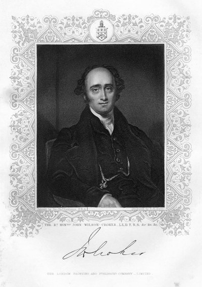 John Wilson Croker 1780-1857, Irish Statesman and Author, 19th Century by TH Parry