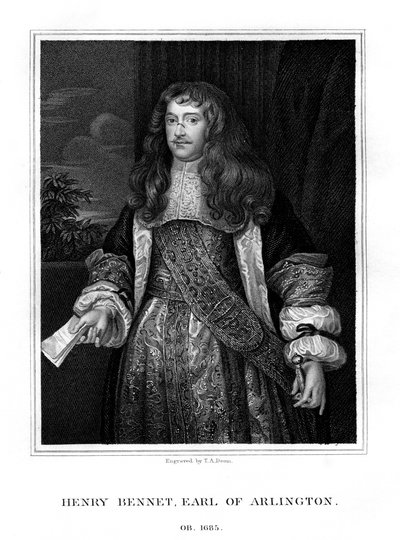 Henry Bennet, 1st Earl of Arlington, English statesman, 1828 by T. A. Dean