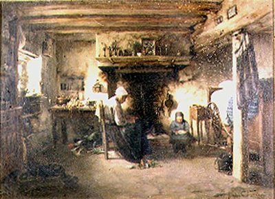 Interior of a Peasant Cottage by T. Grondard