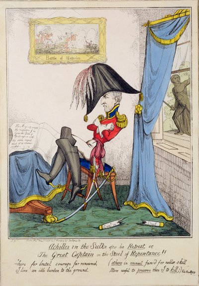 Achilles in the Sulks After His Retreat or, The Great Captain on the Stool of Repentance, pub. by G. Humphrey, May 7th 1827 by T. Jones