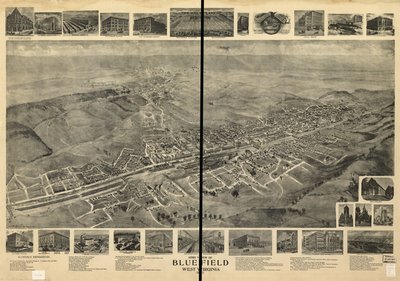 Aero view of Bluefield, West Virginia 1911 by T. M. Fowler