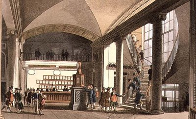 The Hall of the Auction Market by T. and Pugin A.C. Rowlandson