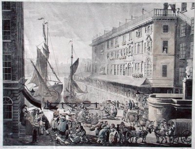 Billingsgate Market, engraved by J. Bluck by T. and Pugin A.C. (after) Rowlandson