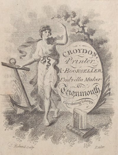 Trade Card for Croydon, Printer, Bookseller, and Umbrella Maker, 19th century by T. Rickard