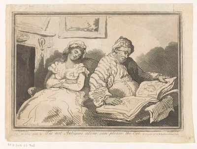 Old Man Leafing Through a Print Album, Next to Him His Young Wife by T. Smith