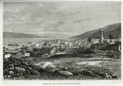 General View of Tiberiade (Israel) (engraving by Taylor, to illustrate the story of Syria Today by M. Lortet) by T Taylor