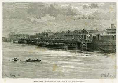 Guinness Brewery, export dock. Engraving by Taylor, to illustrate the story 