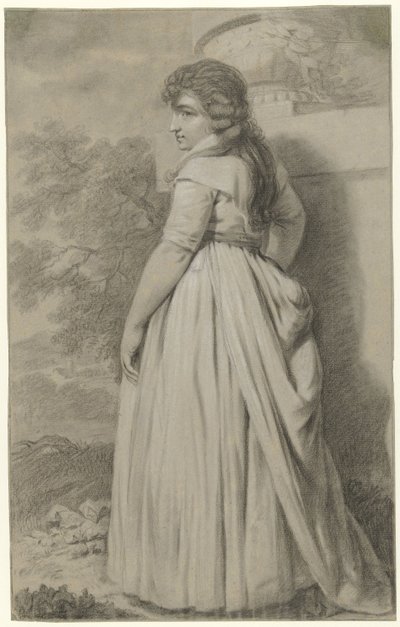 Young Woman Seen from the Back, Standing in a Garden by Taco Scheltema (I)
