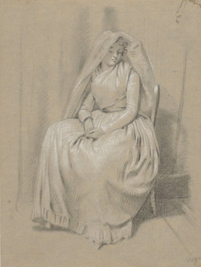 Seated Woman with a Veil Over Her Head by Taco Scheltema (I)