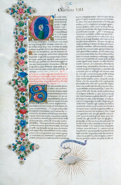 Illuminated manuscript page from Decameron, by Giovanni Boccaccio by Taddeo Crivelli