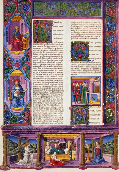 Incipit from Gospel according to Luke, from Volume II of Bible of Borso d