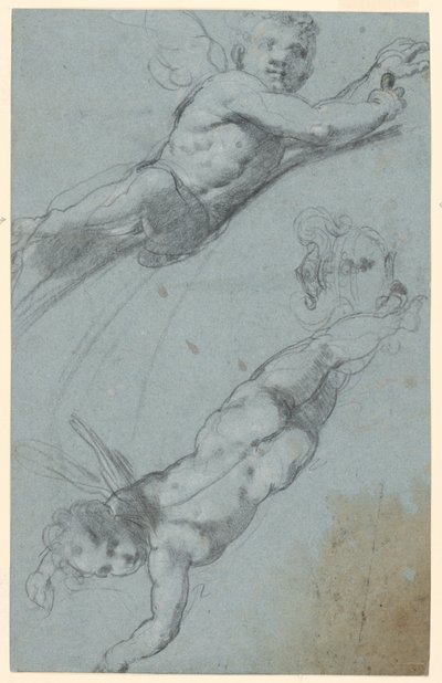 Sketches of Two Winged Putti and an Urn by Taddeo Zuccaro