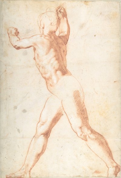 Standing Nude Man (recto), Three Studies of Soldiers (verso) by Taddeo Zuccaro