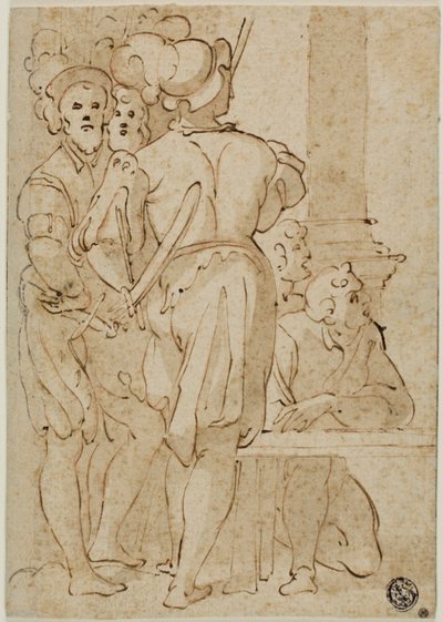 Standing Soldiers and Kneeling Figures by Taddeo Zuccaro